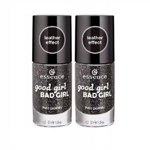 2 Pack Essence Glitter Leather Effect Nail Polish BLK/SLV
